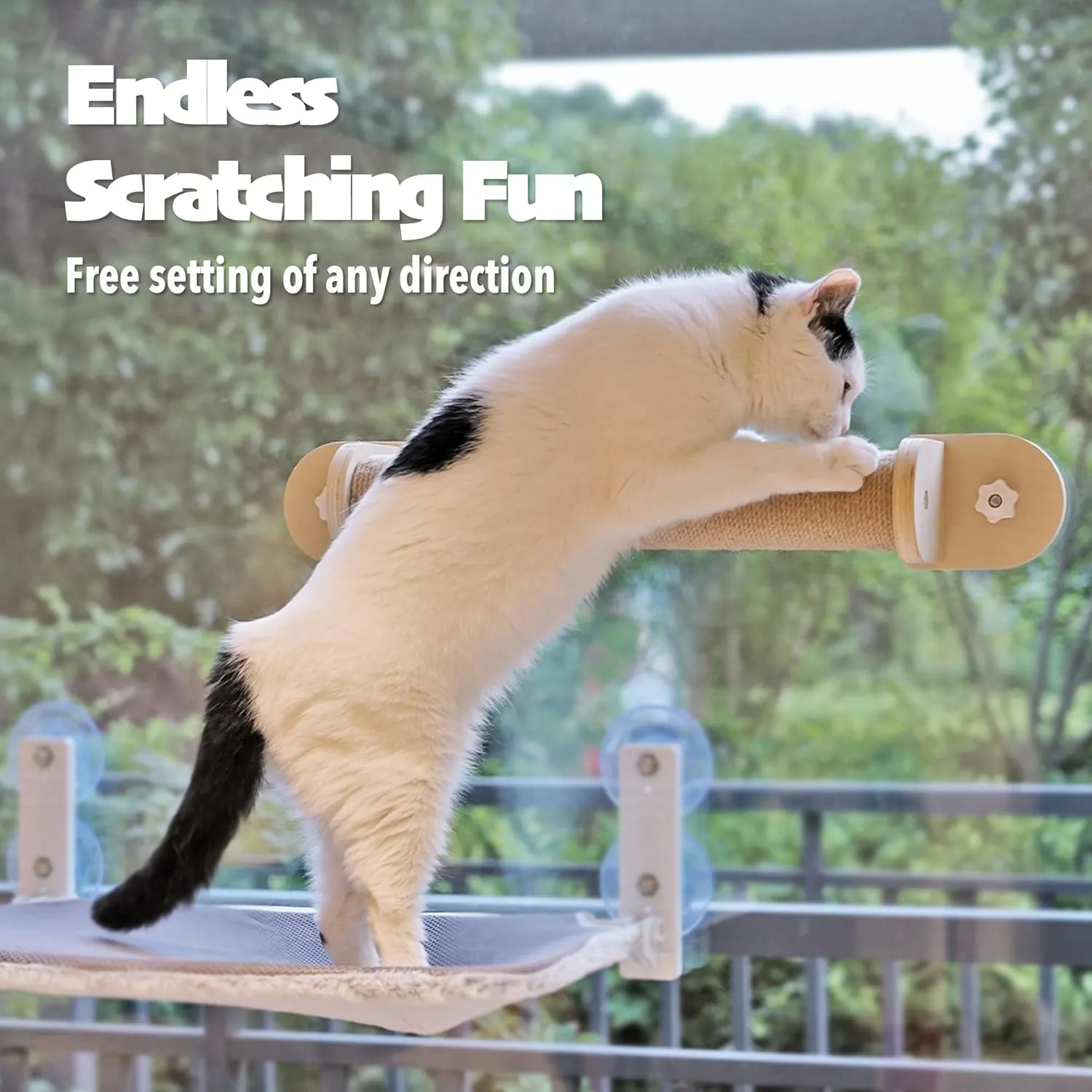 PETKARAY Window Scratching Post, Cat Window Perch Climber, Window Mount 23.5" Cat Scratching Post with Suction Cups