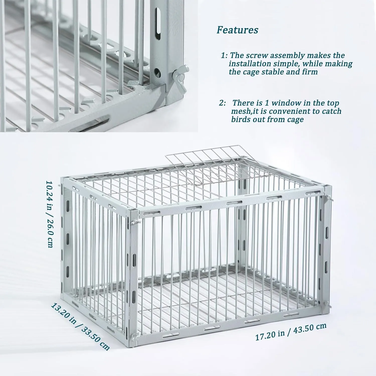 Pigeon Trap with Escape-Proof Design,Birds Trap with One-Way Entry,Chicken and Bird Trap Cage for Pigeon,Portable & Easy Assembly,Unharmful Made of High-Strength Iron with Anti-Rust Paint