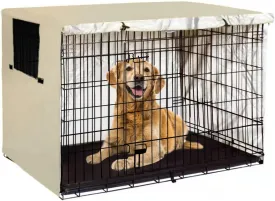 PINVNBY Dog Crate Cover,Crate Covers for Dog Cages, Indoor/Outdoor Breathable Polyester Pet Kennel Cover,Waterproof Durable Lightweight Kennel Cover (24"x18"x19", Beige)
