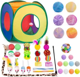 Retro Shaw 39 Pack Cat Toys Set, Catnip Ball with Bell Inside,Wool Balls Toy with SilverVine Catnip Fill, Interactive Cat Toys for Indoor Cats Kitten Kitty