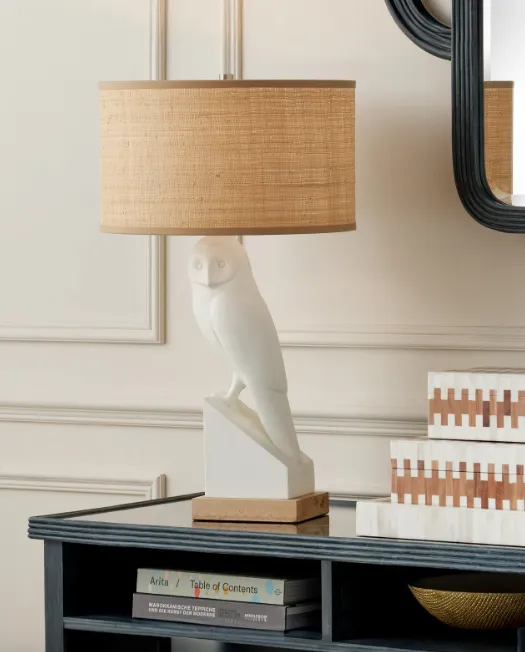 Snowy Owl White Table Lamp