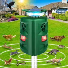 Solar Animal Repeller, 360Ultrasonic Animal Repeller, Cat Repellent Outdoor, Dog Repellent, Motion Sensor & Flashing Light, Repel Dogs, Deer, Fox, Raccoon, Skunk, Rabbit, Squirrels, Coyote Deterrent
