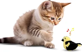 SPOT Song Birds Cat Toy- Touch Activated Singing Catnip Toy Mimics Real Bird Songs, Battery Operated Toy Satisfies Cat's Natural Urge to Hunt - One 5" Song Bird, Assorted Colors