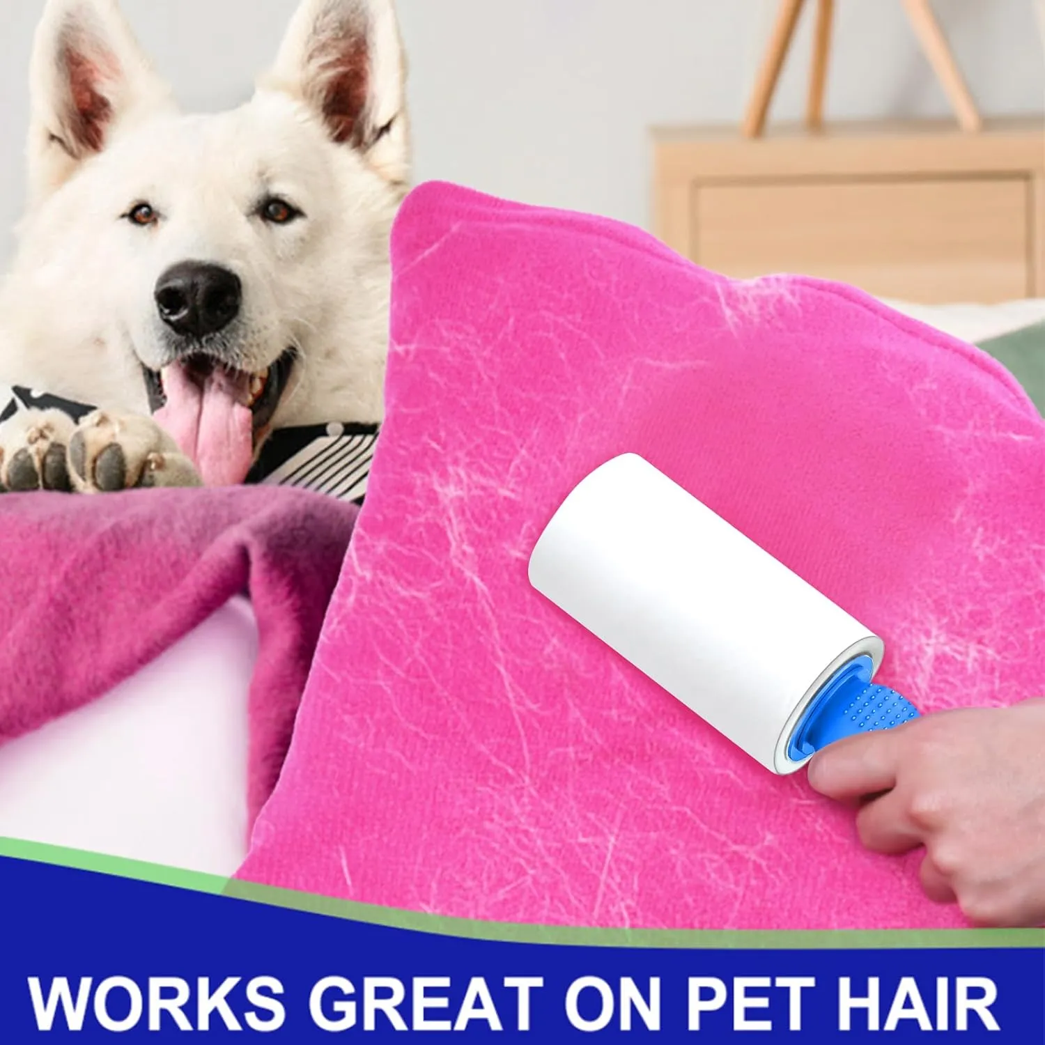 Sticky Lint Roller for Pet Hair: Lint Remover for Dog Cat Hair Mega Value Set 540 Sheets 2 Handles 6 Rollers Fur Removal for Clothes Couch Furniture