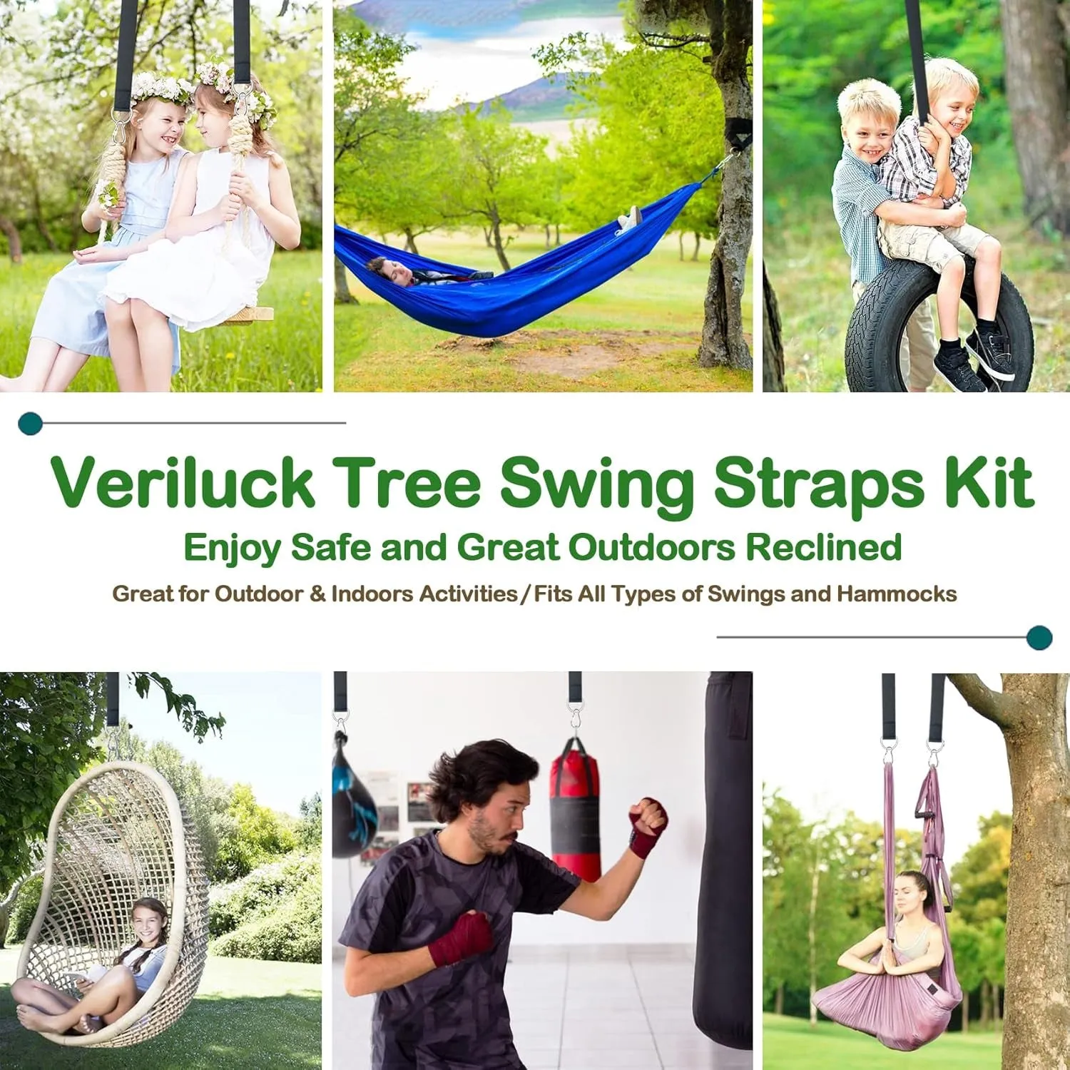 Tree Swing Straps Hanging Kit - 3FT/8FT/15FT/20FT/30FT, Strong & Durable - Holds up to 5000Lbs - Adjustable Tree Swing Straps Fit for All Swings, Hammocks, Safer & Easy Installation(3 FT)