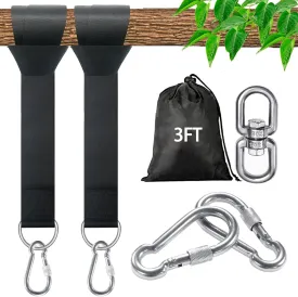Tree Swing Straps Hanging Kit - 3FT/8FT/15FT/20FT/30FT, Strong & Durable - Holds up to 5000Lbs - Adjustable Tree Swing Straps Fit for All Swings, Hammocks, Safer & Easy Installation(3 FT)