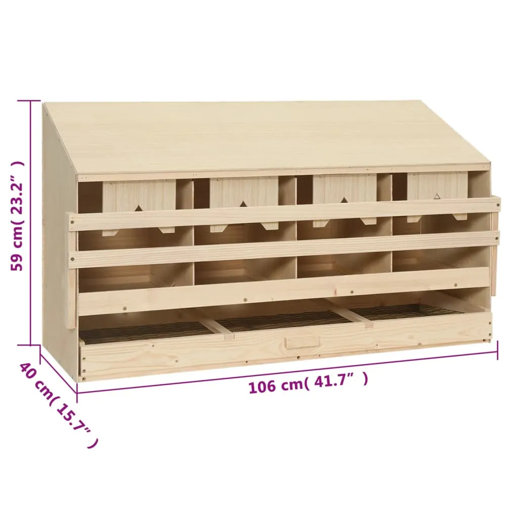 vidaXL Chicken Laying Nest 4 Compartments 106x40x59 cm Solid Pine Wood