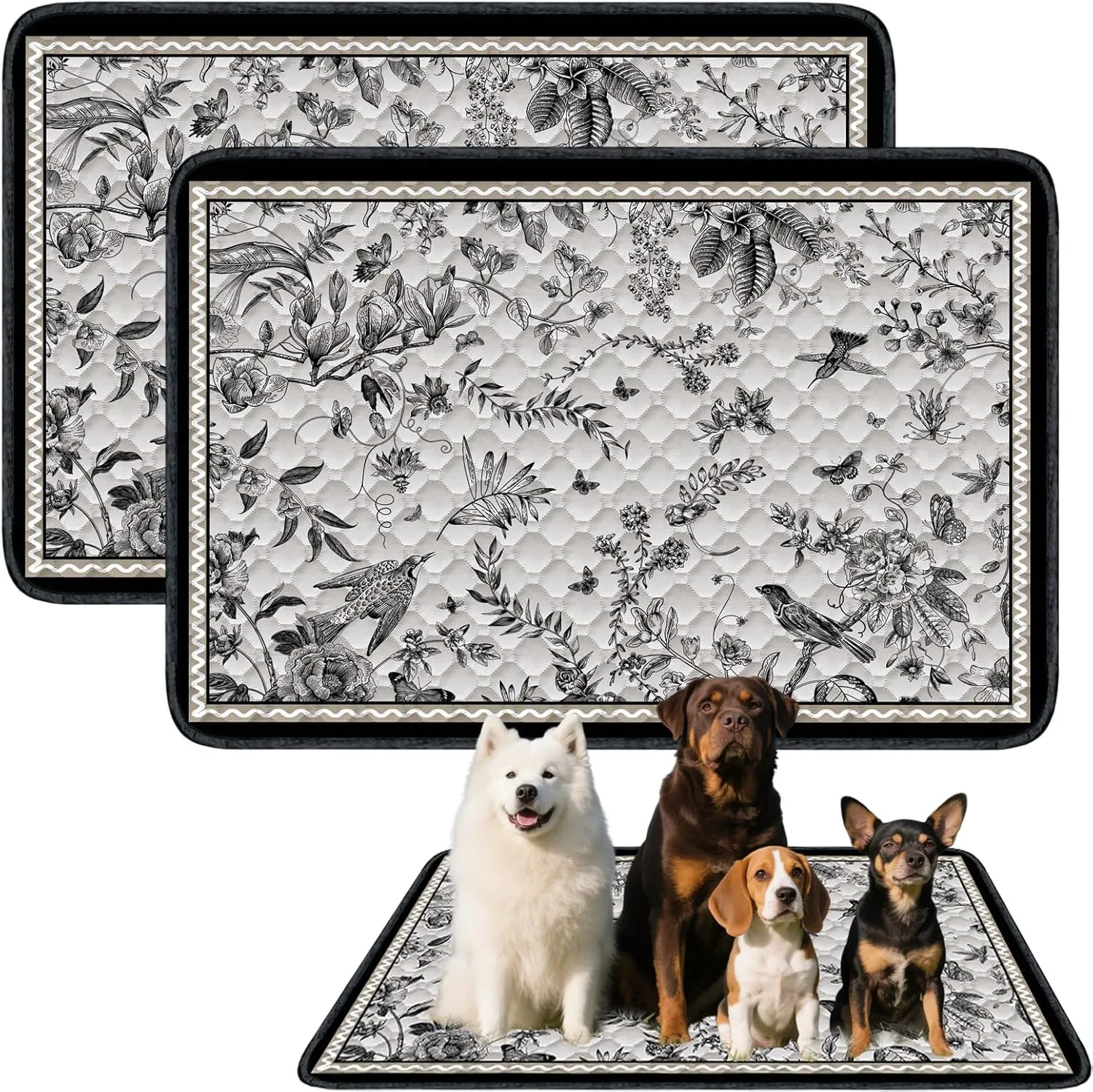 Washable Pee Pads for Dogs - 2PCS 24"x36" Reusable Puppy Pads Non-Slip & Leak-Proof, Absorbent Dog Mat for Dogs, Cats, Bunny