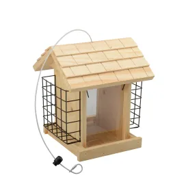 Wooden Bird Feeder With 2 Suet Cages
