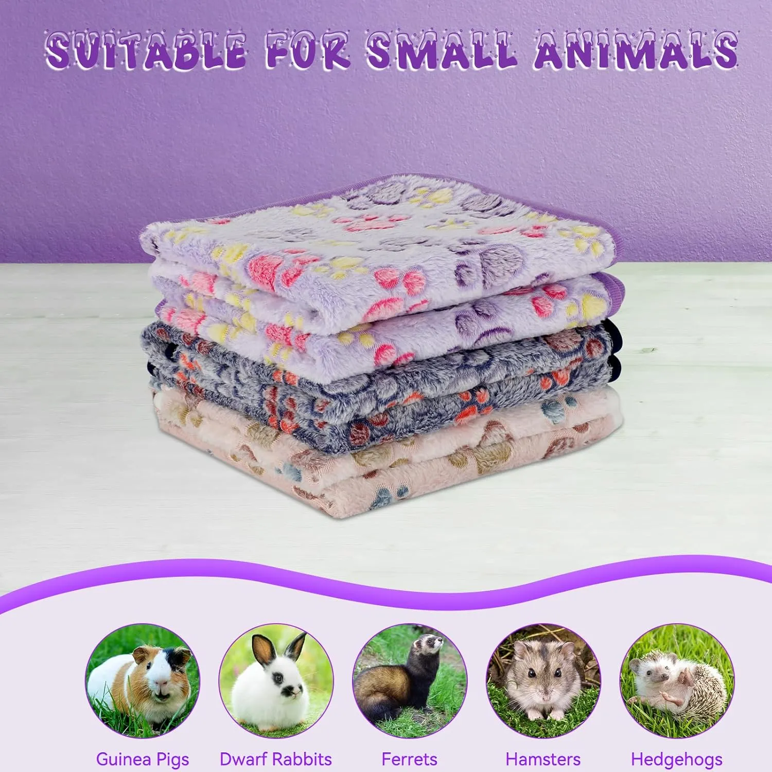 YUEPET Waterproof Guinea Pig Blankets Washable 3 Pack Small Animal Fleece Cage Liners Pet Soft Sleep Mat Pad Cover Warm Flannel Throw for Hamster Guinea Pig Rabbit Chinchilla Hedgehog Ferret 23"16"