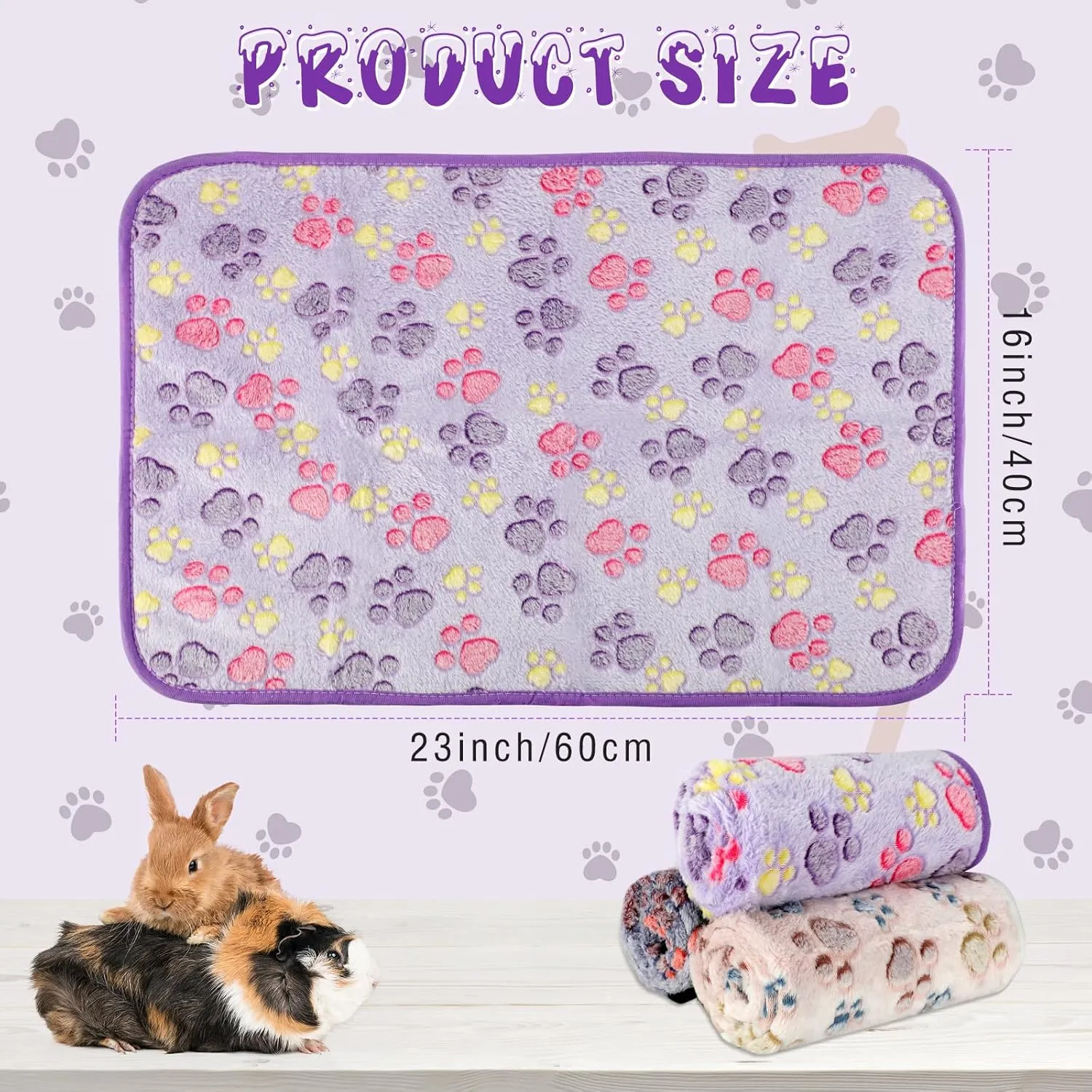 YUEPET Waterproof Guinea Pig Blankets Washable 3 Pack Small Animal Fleece Cage Liners Pet Soft Sleep Mat Pad Cover Warm Flannel Throw for Hamster Guinea Pig Rabbit Chinchilla Hedgehog Ferret 23"16"