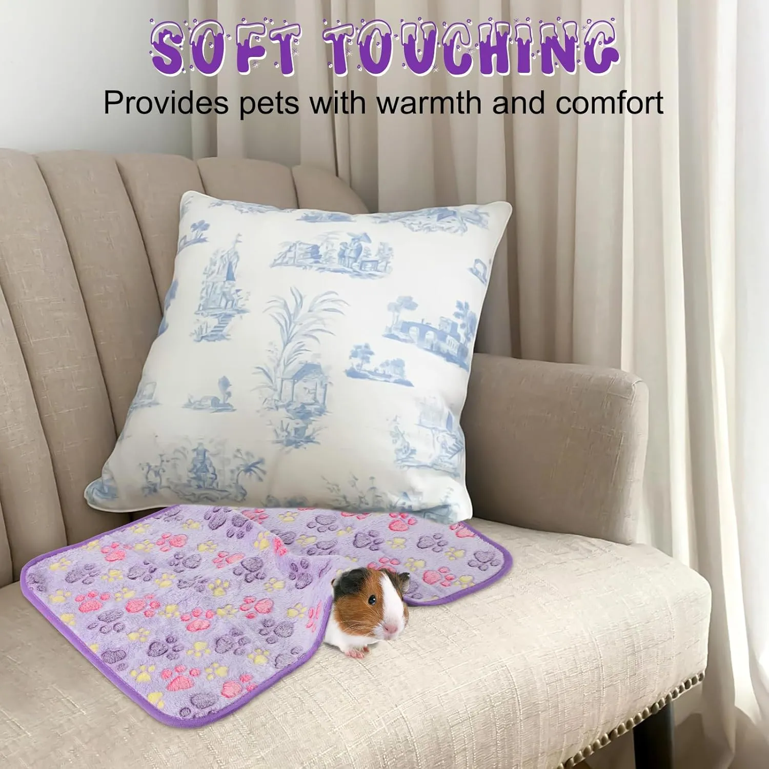 YUEPET Waterproof Guinea Pig Blankets Washable 3 Pack Small Animal Fleece Cage Liners Pet Soft Sleep Mat Pad Cover Warm Flannel Throw for Hamster Guinea Pig Rabbit Chinchilla Hedgehog Ferret 23"16"