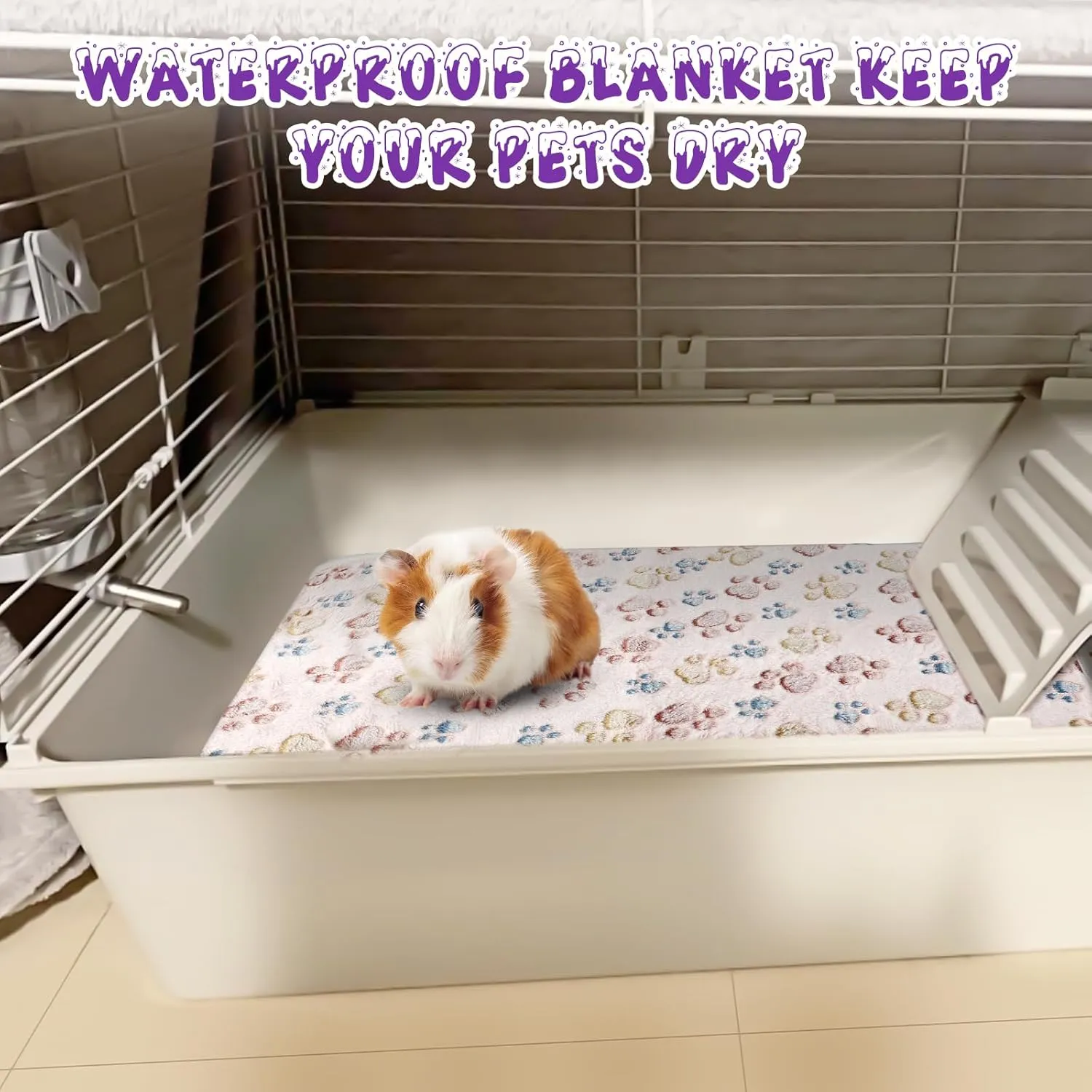 YUEPET Waterproof Guinea Pig Blankets Washable 3 Pack Small Animal Fleece Cage Liners Pet Soft Sleep Mat Pad Cover Warm Flannel Throw for Hamster Guinea Pig Rabbit Chinchilla Hedgehog Ferret 23"16"
