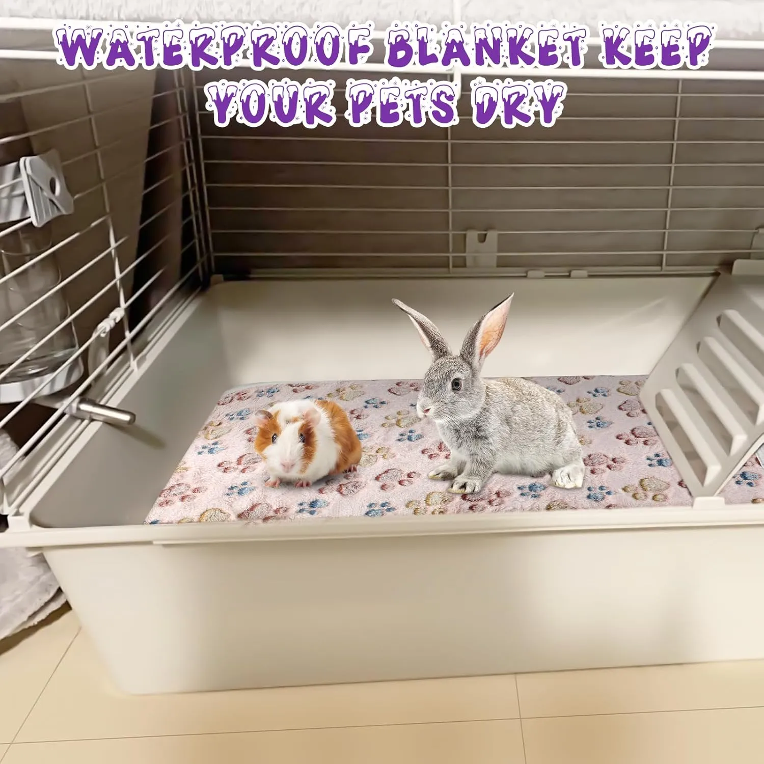 YUEPET Waterproof Guinea Pig Blankets Washable 6 Pack Small Animal Fleece Cage Liners Pet Soft Sleep Mat Pad Cover Warm Flannel Throw for Hamster Guinea Pig Rabbit Chinchilla Hedgehog Ferret 23"16"