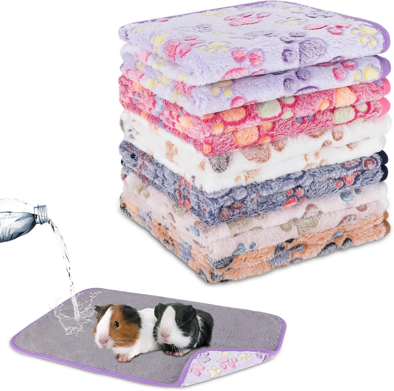 YUEPET Waterproof Guinea Pig Blankets Washable 6 Pack Small Animal Fleece Cage Liners Pet Soft Sleep Mat Pad Cover Warm Flannel Throw for Hamster Guinea Pig Rabbit Chinchilla Hedgehog Ferret 23"16"