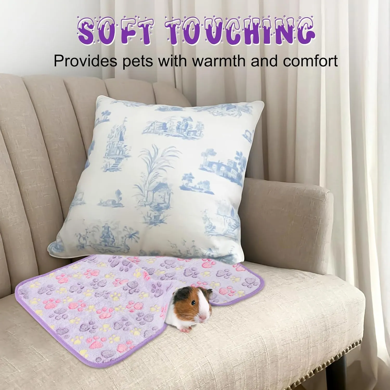 YUEPET Waterproof Guinea Pig Blankets Washable 6 Pack Small Animal Fleece Cage Liners Pet Soft Sleep Mat Pad Cover Warm Flannel Throw for Hamster Guinea Pig Rabbit Chinchilla Hedgehog Ferret 23"16"