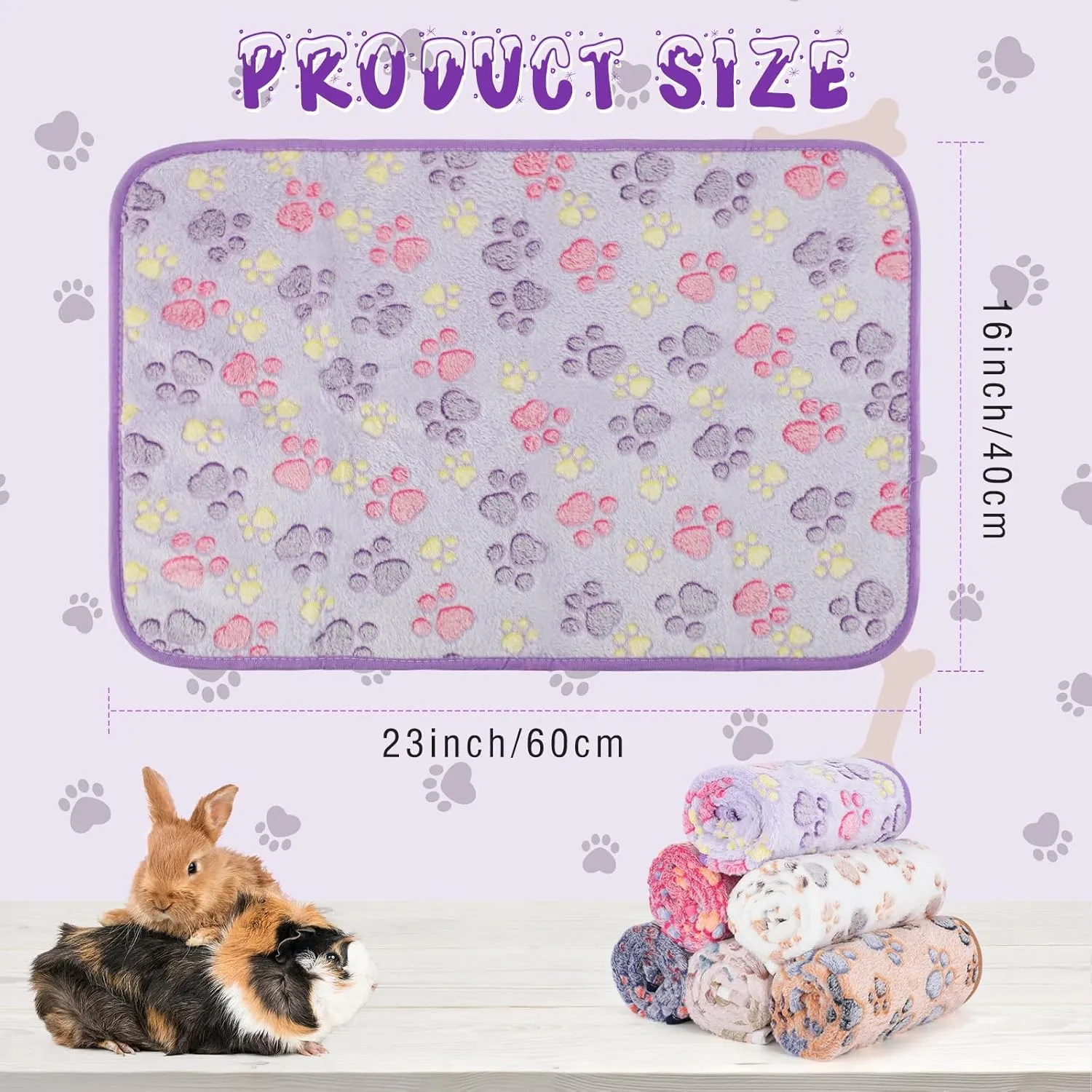 YUEPET Waterproof Guinea Pig Blankets Washable 6 Pack Small Animal Fleece Cage Liners Pet Soft Sleep Mat Pad Cover Warm Flannel Throw for Hamster Guinea Pig Rabbit Chinchilla Hedgehog Ferret 23"16"