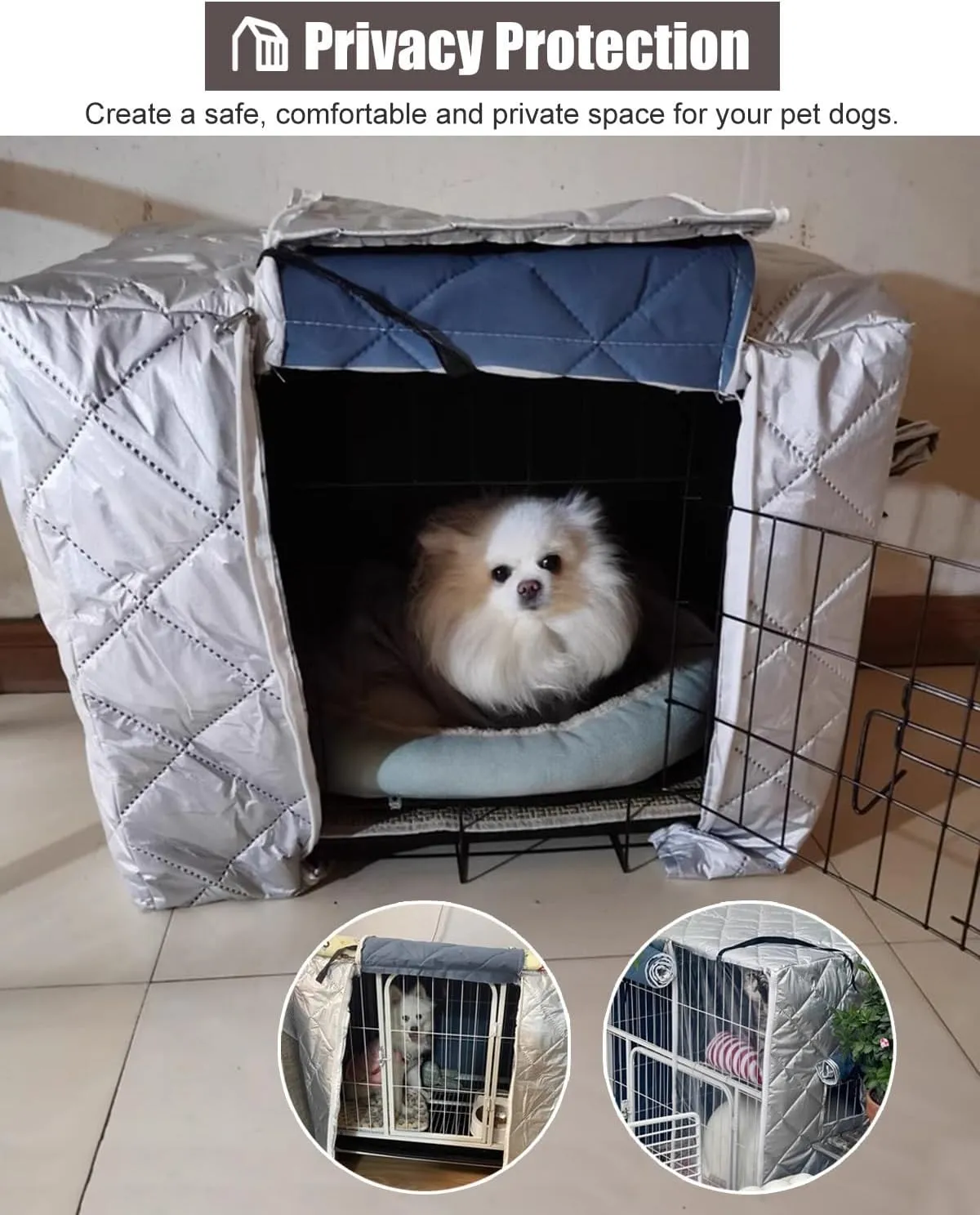 ZIMGOD Cold Weather Dog Crate Kennel Cover, Yard Garage Dog Cage Covers Protection, Warmth Insulated Cover for Chicken Coop/Cat Crate, Pet Enclosure Cover(85x60x70cm (33.5x23.6x27.5in))