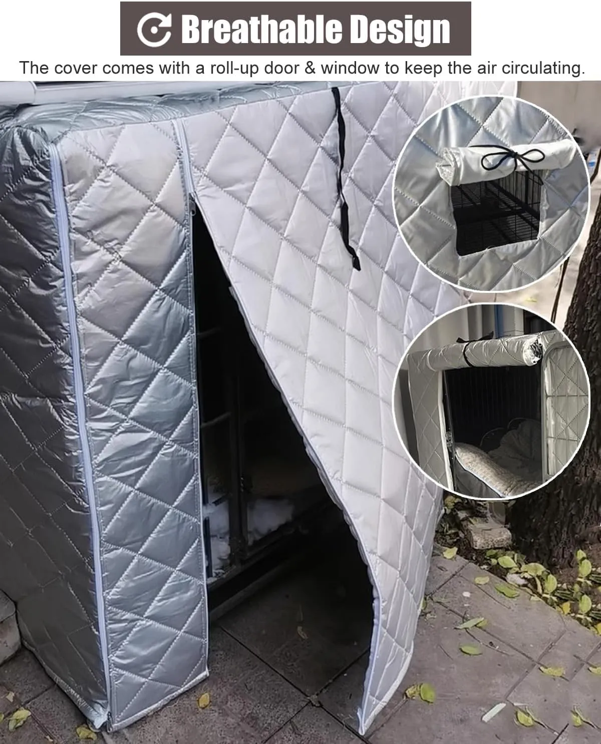 ZIMGOD Cold Weather Dog Crate Kennel Cover, Yard Garage Dog Cage Covers Protection, Warmth Insulated Cover for Chicken Coop/Cat Crate, Pet Enclosure Cover(85x60x70cm (33.5x23.6x27.5in))
