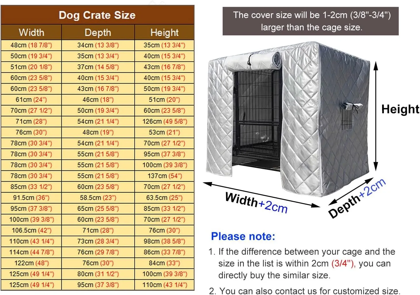 ZIMGOD Cold Weather Dog Crate Kennel Cover, Yard Garage Dog Cage Covers Protection, Warmth Insulated Cover for Chicken Coop/Cat Crate, Pet Enclosure Cover(85x60x70cm (33.5x23.6x27.5in))