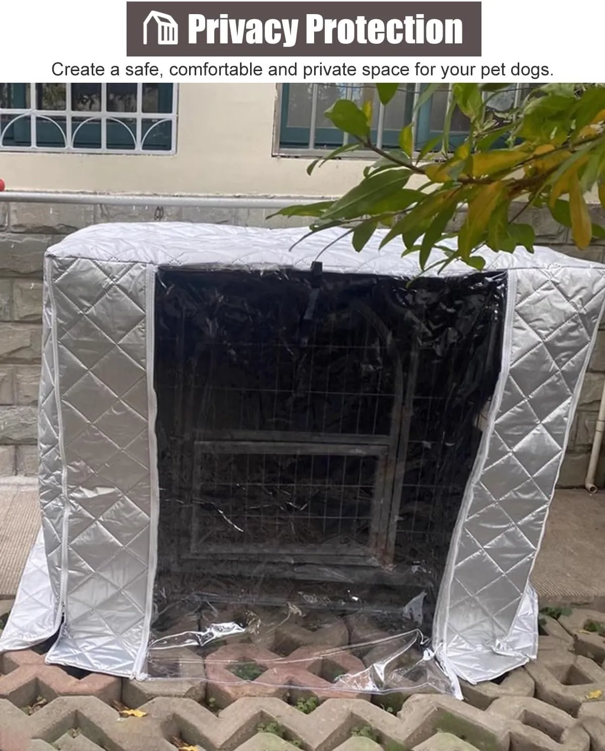 ZIMGOD Warmth Insulated Cover for Chicken Coop Dog House, Customizable Dog Crate Kennel Cover, Cat Dogs Birds Cage Thermal Covers, Pet Fence Privacy Cover(125x95x110cm (49.2x37.4x43.3in))
